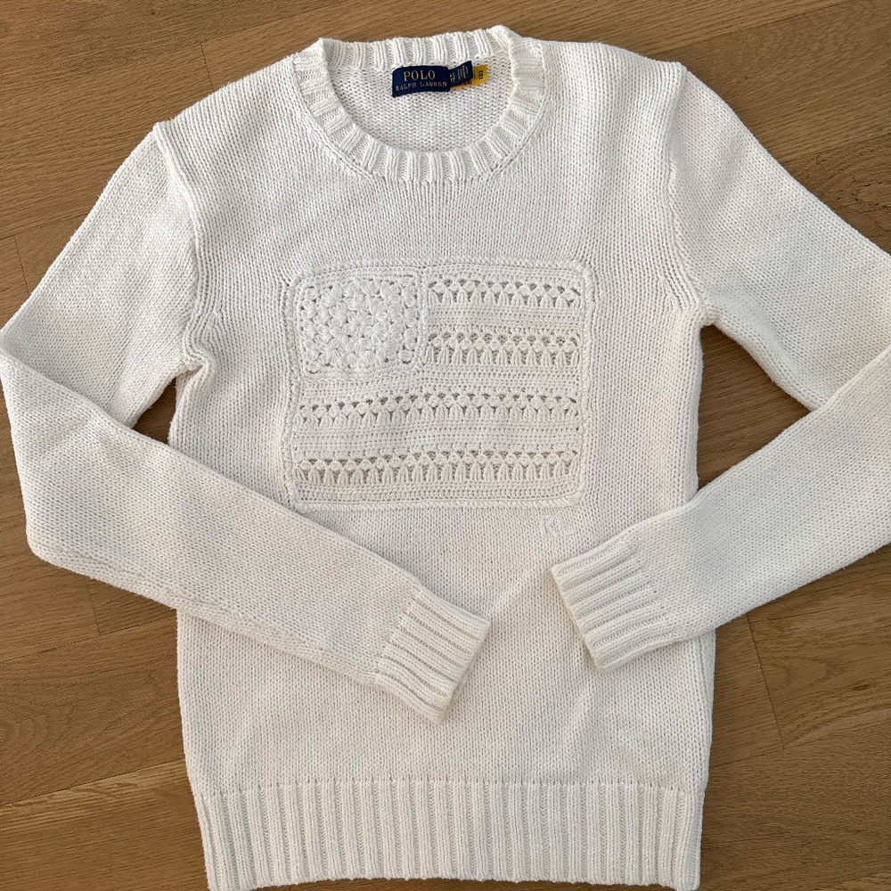 Ralph Lauren cotton knit flag emblem sweater